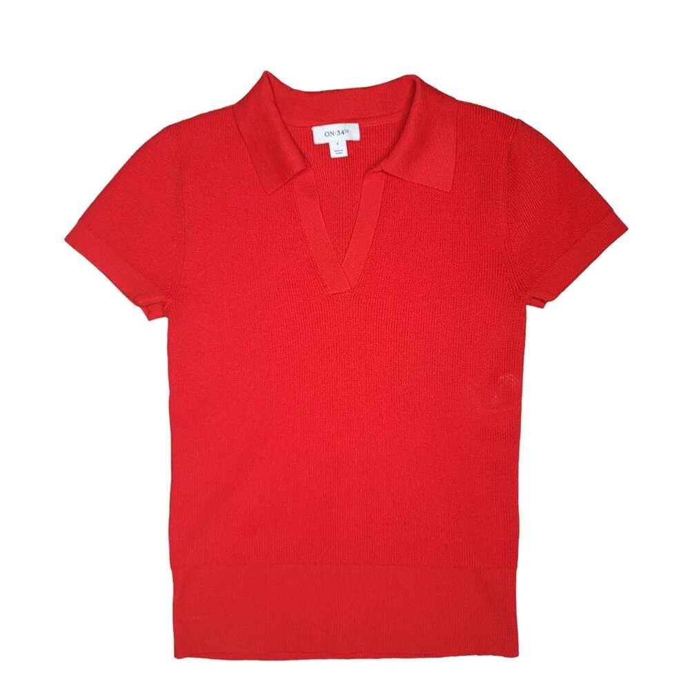 On 34th Red Knit Polo Shirt size S Cotton & Polyester soft shirt business casual